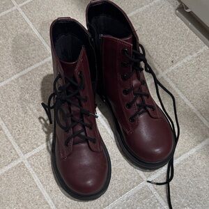 UNIF Dark Red Combat Boots
